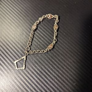 German Silver and Stone Charm Bracelet